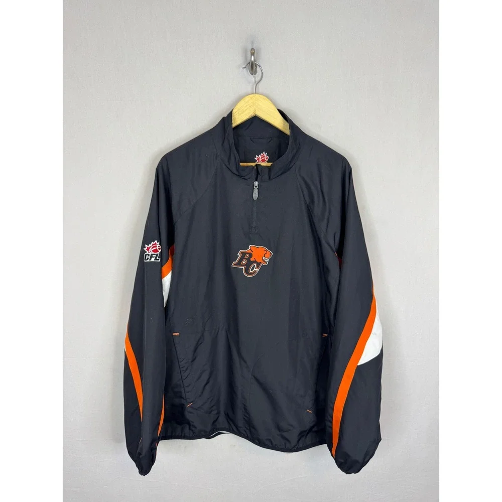 Reebok CFL BC Lions Quarter Zip Windbreaker‎ Jacket Black Orange Mens Large